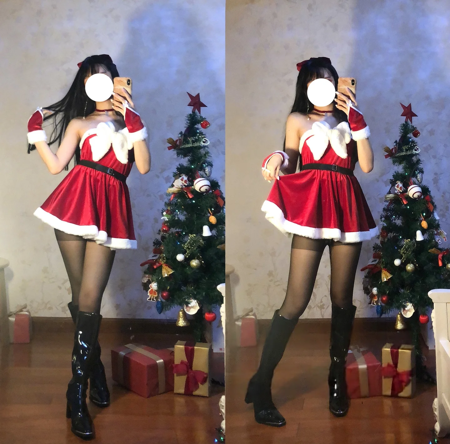 果咩酱w - 圣诞黑丝 [28P 3V] TG@simisebaisi014.webp