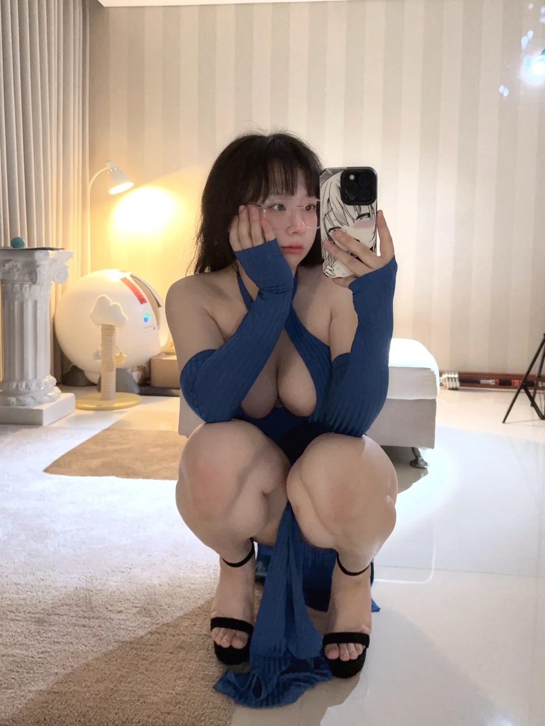 皮皮奶 – 蓝色旗袍 [17P1V-60MB] 【丝足阁写真】010.webp
