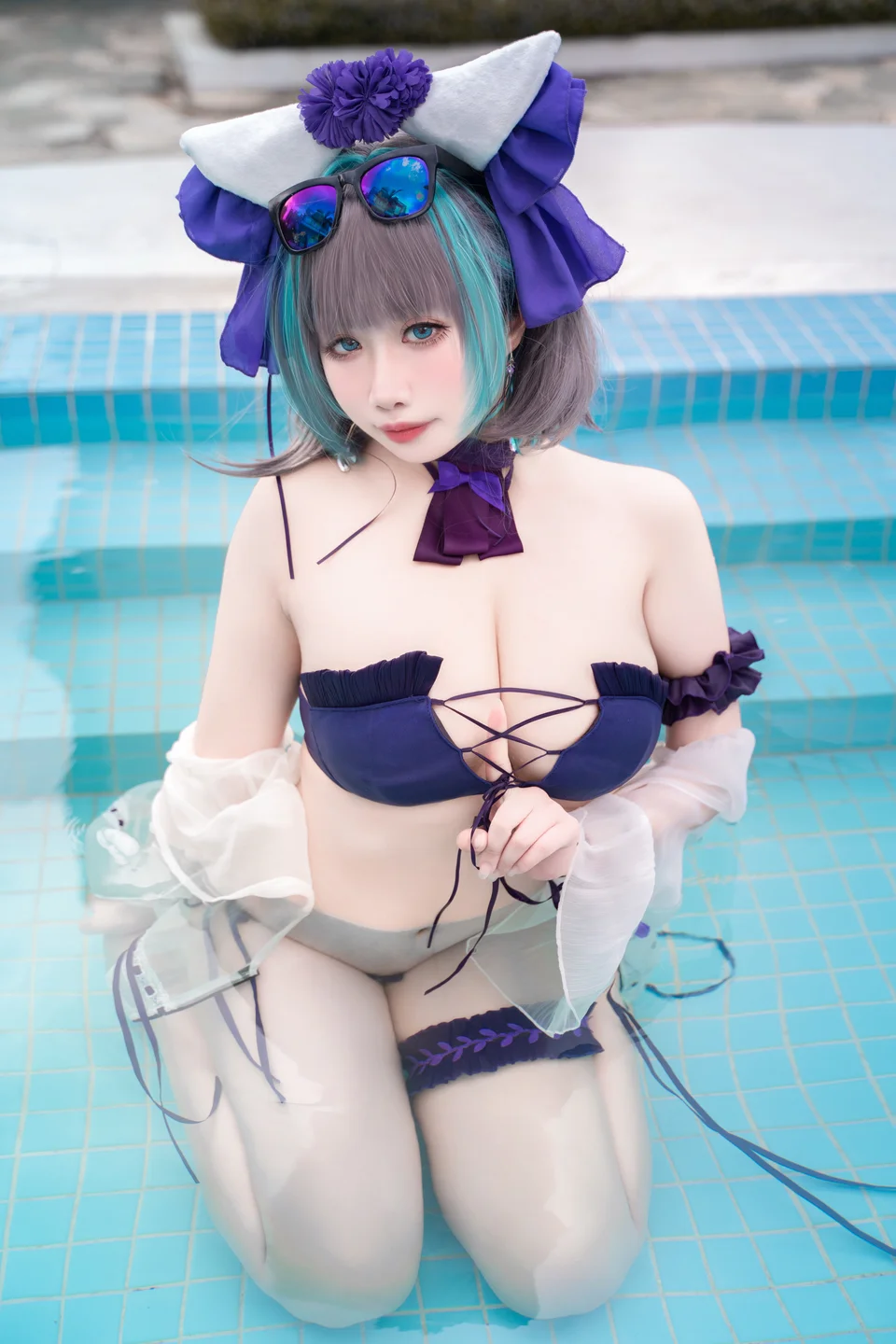 贞子蜜桃 - 碧蓝航线 柴郡泳装 [60P 1V] tg@simisebaisi21.webp