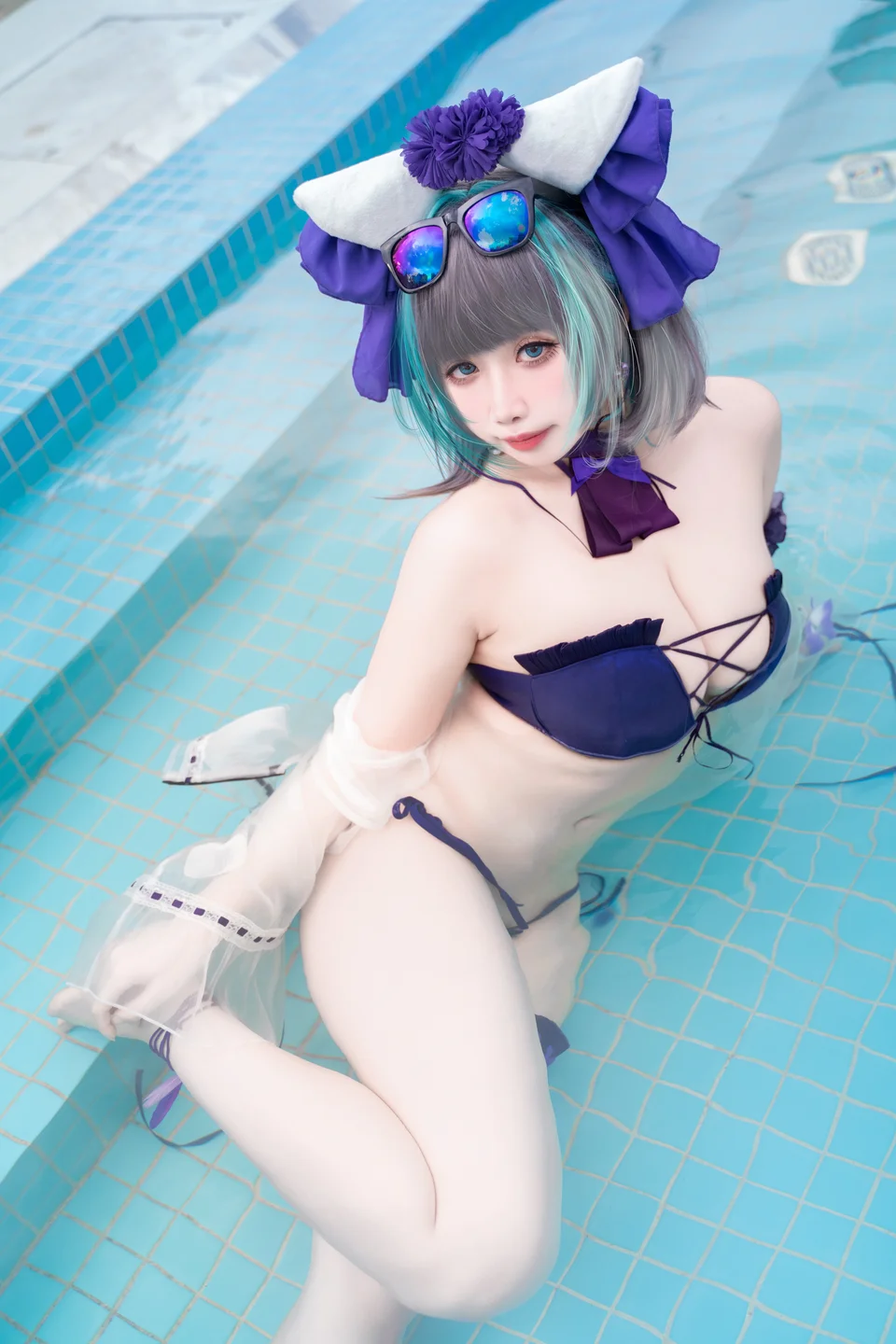 贞子蜜桃 - 碧蓝航线 柴郡泳装 [60P 1V] tg@simisebaisi33.webp