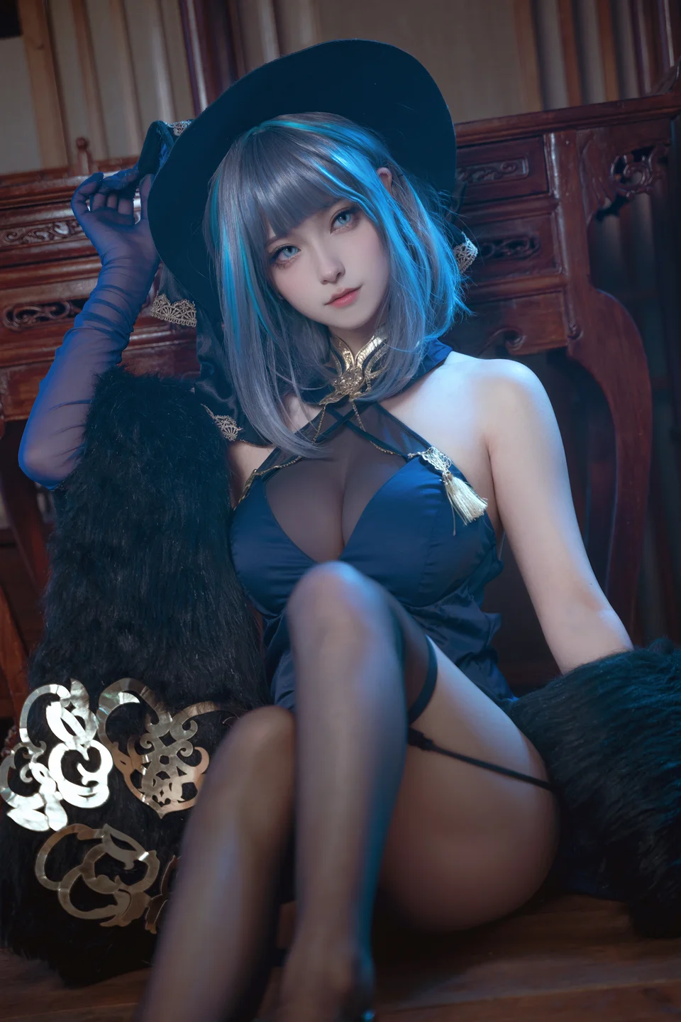 Seya狮砸 - 碧蓝航线 柴郡 旗袍 [12P-140MB] 005.webp