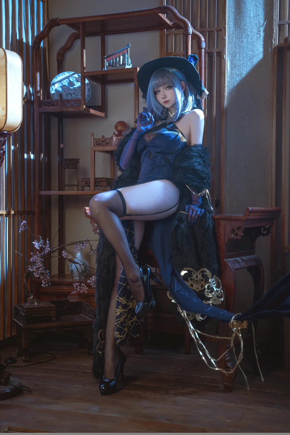 Seya狮砸 - 碧蓝航线 柴郡 旗袍 [12P-140MB] 007.webp