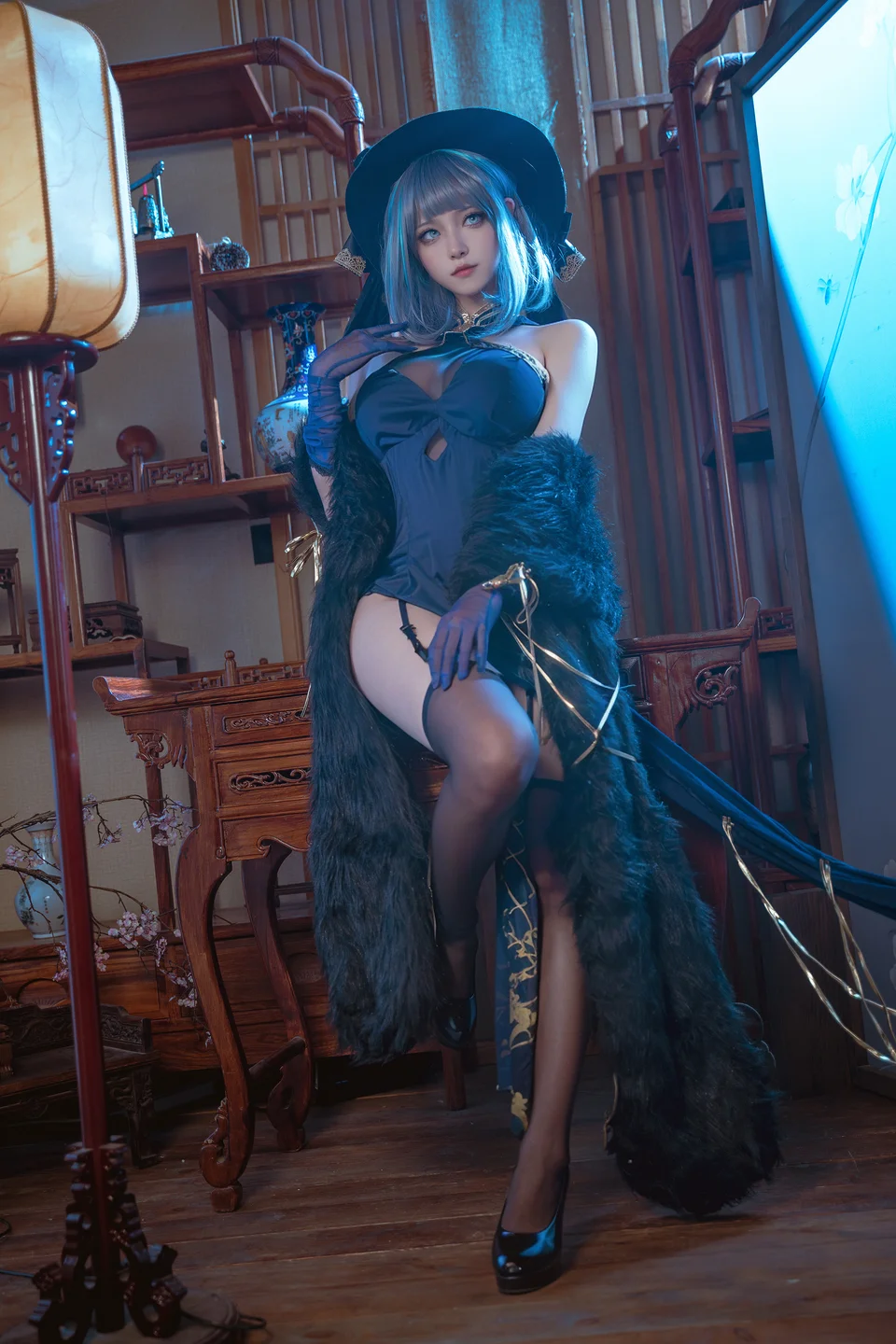 Seya狮砸 - 碧蓝航线 柴郡 旗袍 [12P-140MB] 009.webp