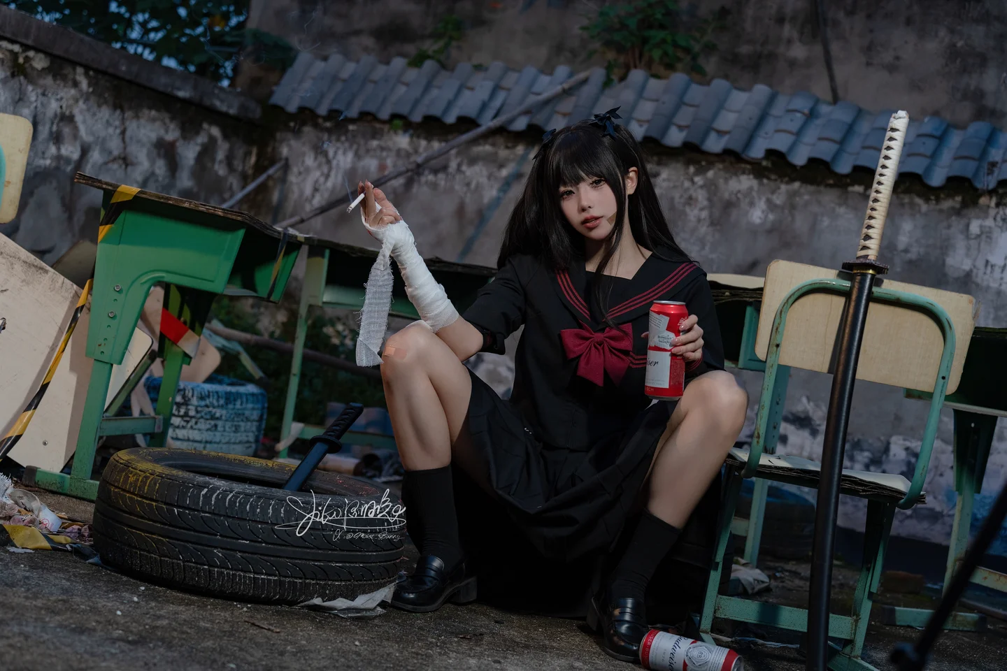 Yiko湿润兔_–_11月作品『不良女高』73P_1V短发 Yiko湿润兔『不良女高』-02.webp