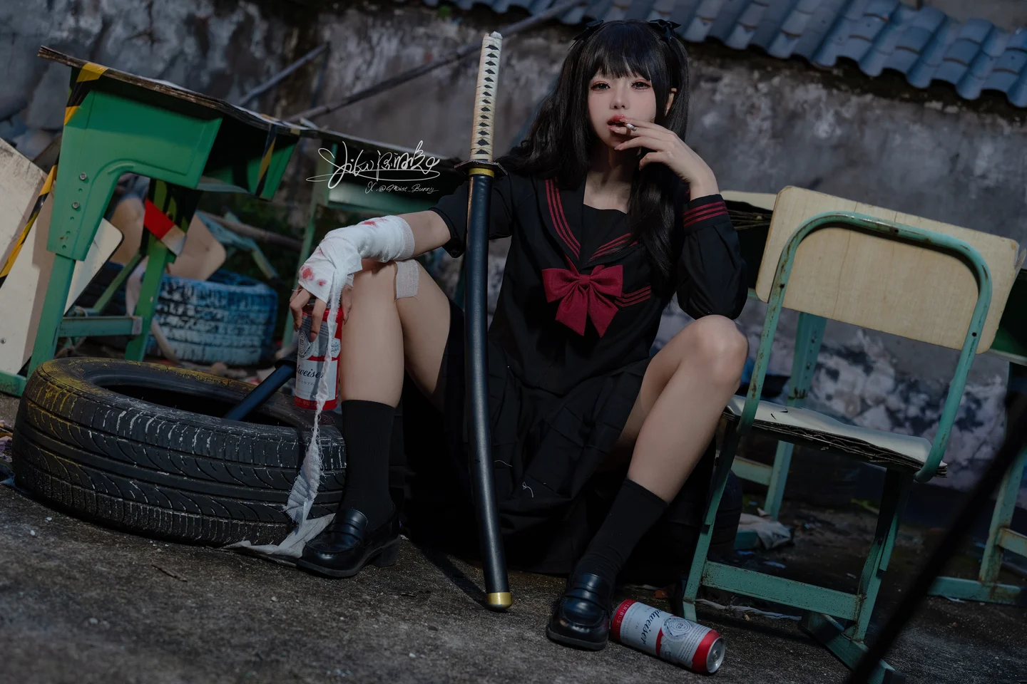 Yiko湿润兔_–_11月作品『不良女高』73P_1V短发 Yiko湿润兔『不良女高』-04.webp
