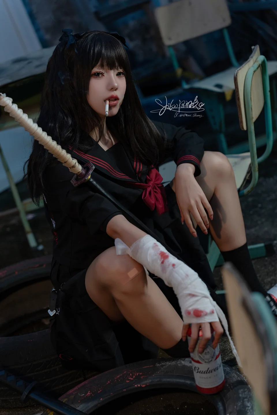 Yiko湿润兔_–_11月作品『不良女高』73P_1V短发 Yiko湿润兔『不良女高』-05.webp